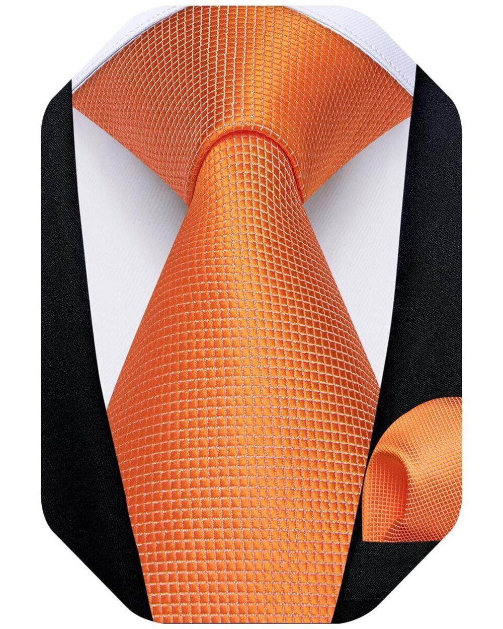 1125 Solid Color Tie and Pocket Square Set Woven Silk Plain Necktie &